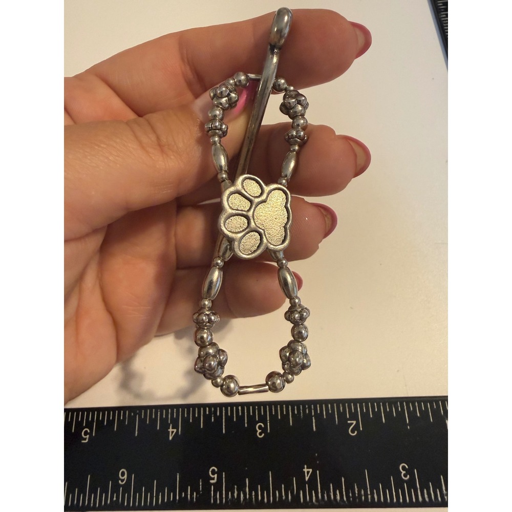 Lilla Rose Flexi Clip‎ Hair Accessory Silver Tone Paw Print Size Extra Small